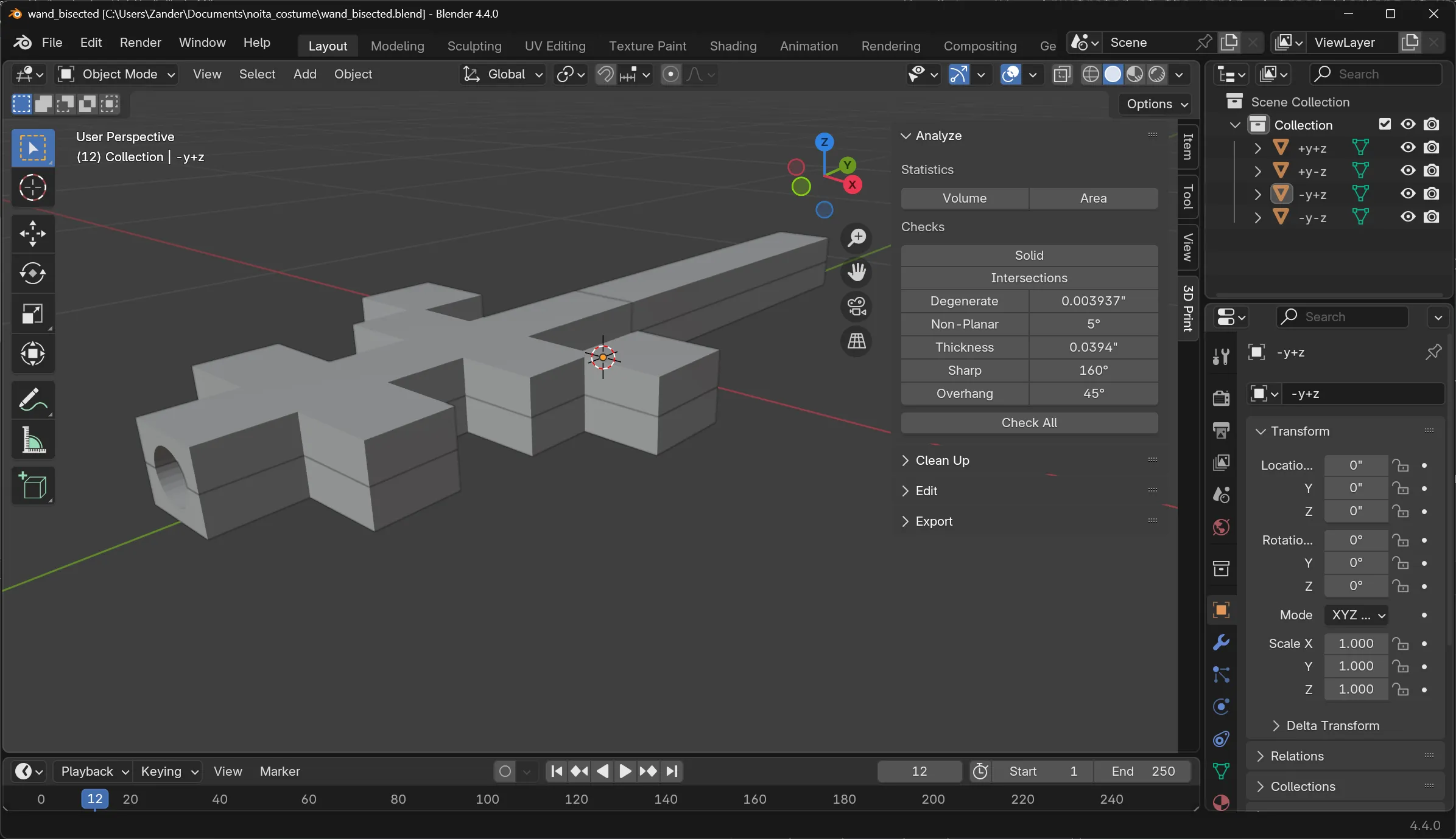 Wand split into four quadrants