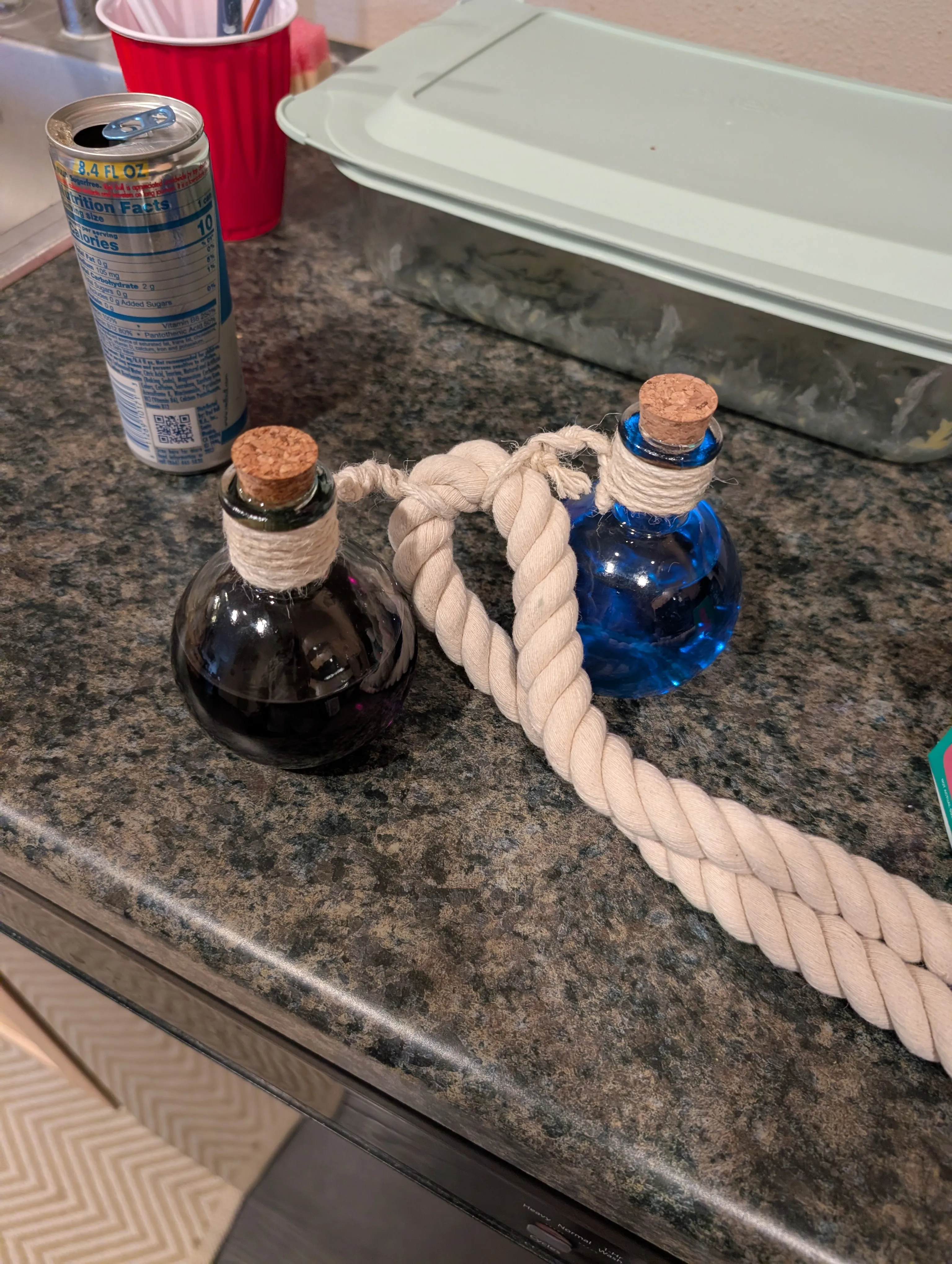 Potions on a belt rope thing